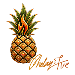 the logo for Phelan's Fire - a pineapple with a signature next to it